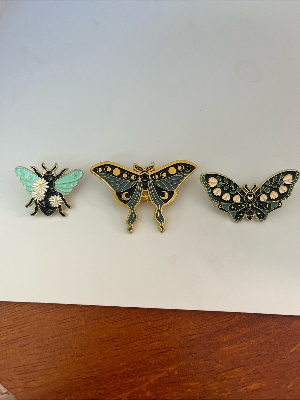 3 Moth Metal Pins